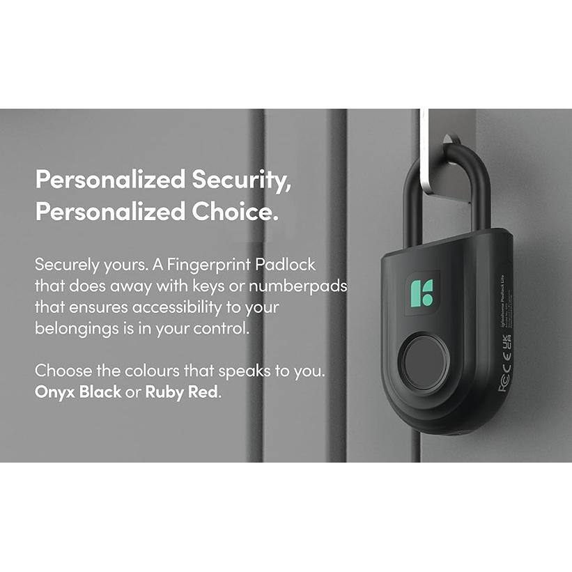Black Smart Fingerprint Padlock with Mobile App