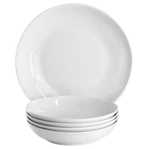 Great Essentials 18 fl. oz. White Fine Ceramic Pasta Bowl and Serving Bowl Set of 5