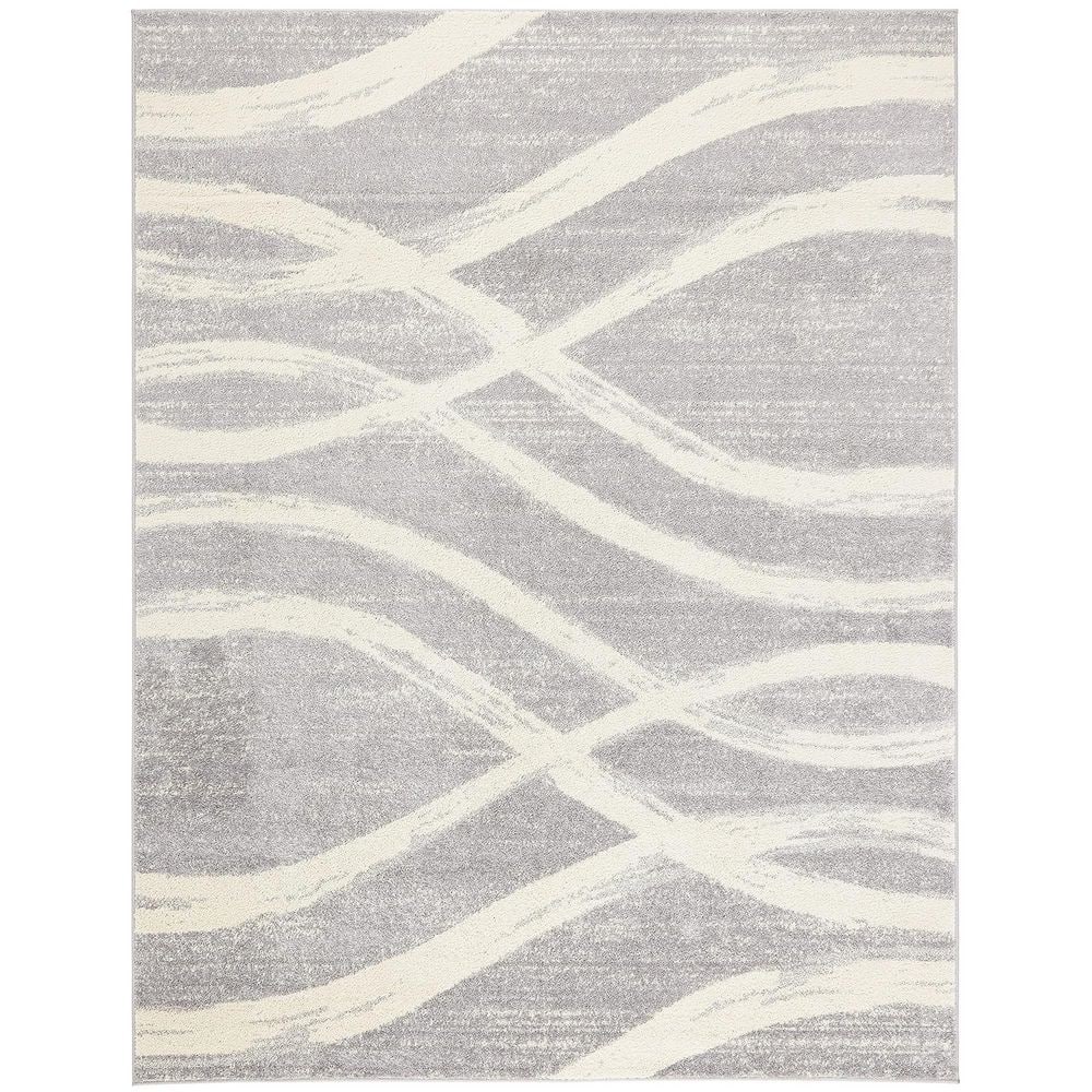 Dark Gray Polypropylene 6 ft. x 9 ft. Oriental Indoor Area Rug