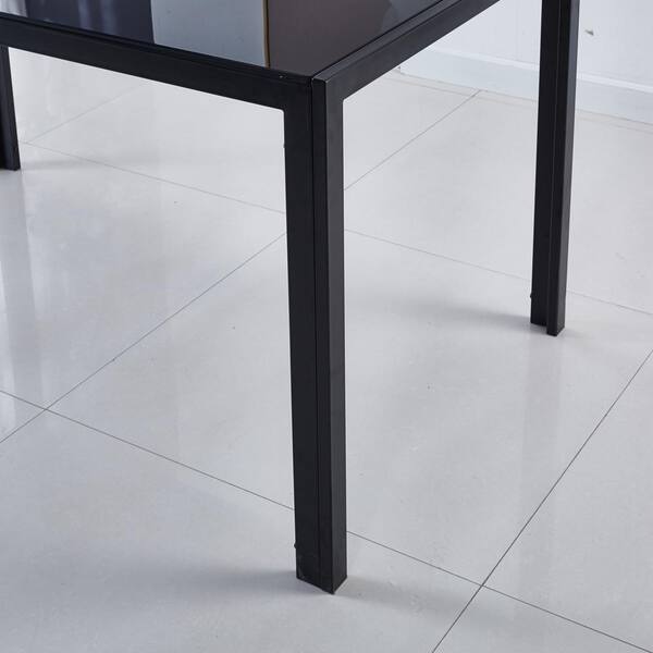 Metal Black 5-Pieces Dining Table Set for 4-6 people With