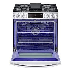 6.3 cu. ft. 30 in Smart ProBake Slide-in Dual Fuel Range with Gas Stove and Electric Oven in PrintProof Stainless Steel