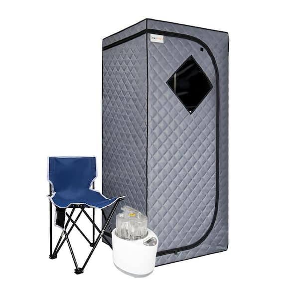 Unbranded 1-Person Full body Black Steam Sauna with Foldable Chair