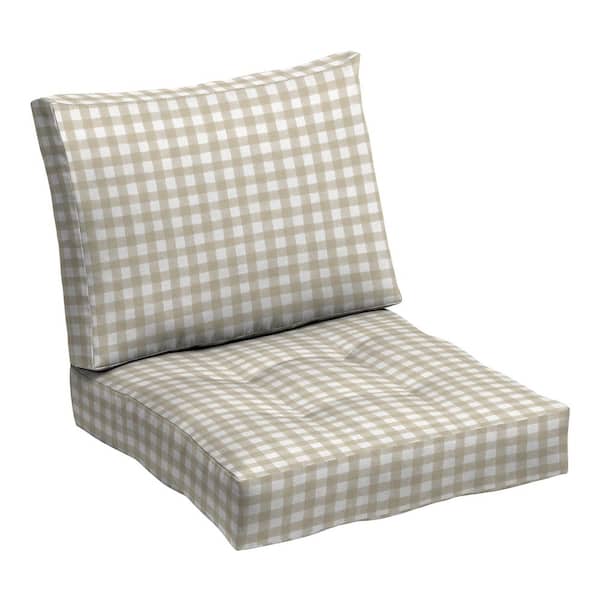 Plush Modern Tufted Polyfill Deep Seat Cushion Set 24 x 24 Arden x Alexandra Kay Collection, the Coffee Girl Gingham