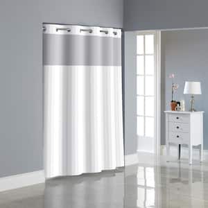 Satin 71 in. W x 74 in. L Polyester Shower Curtain in Bright White