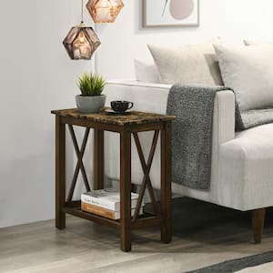 New Classic Furniture Eden 12 in. Brown Rectangle Faux Marble Top Chairside Table