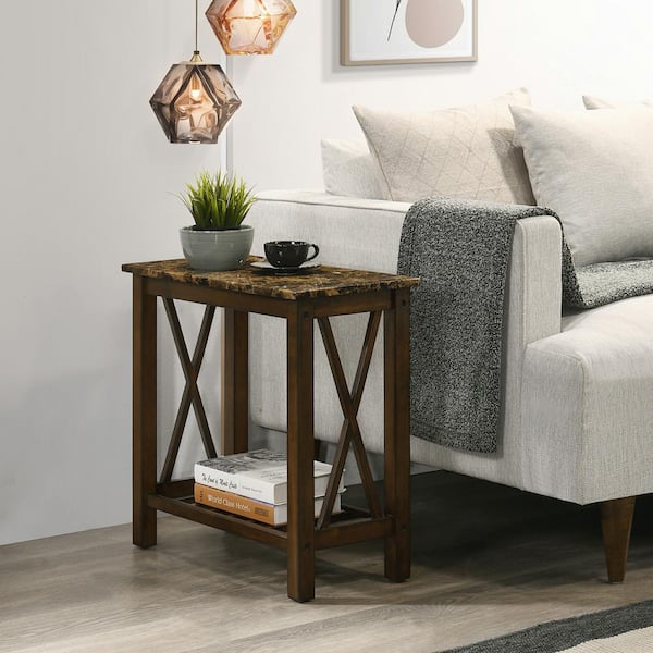 NEW CLASSIC HOME FURNISHINGS New Classic Furniture Eden 12 in. Brown Rectangle Faux Marble Top Chairside Table