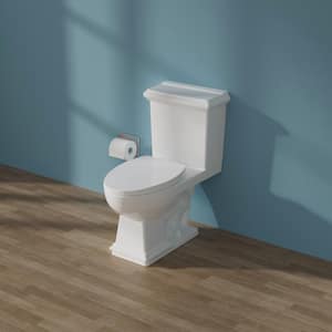 17 in. H 2-piece Elongated 1.28 GPF Single Flush Toilet Comfort ADA Height in White with Soft Close Seat ADA Toilet