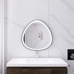 32 in. W x 32 in. H Oval Aluminum Framed Touch Sensor LED Dimmable Wall Mounted Bathroom Vanity Mirror