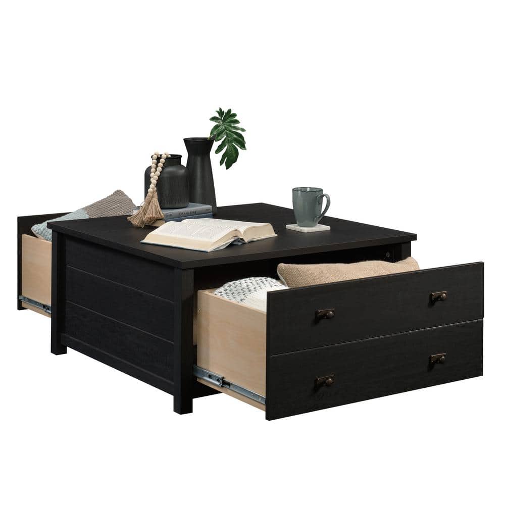 Raven Oak Rectangular Engineered Wood Coffee Table with Storage
