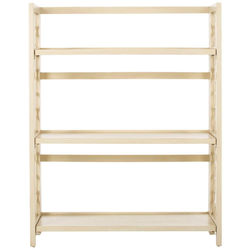 42.5 in. Antique/White Wood 3-shelf Etagere Bookcase