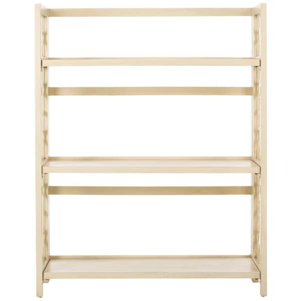 SAFAVIEH 42.5 in. Antique/White Wood 3-shelf Etagere Bookcase