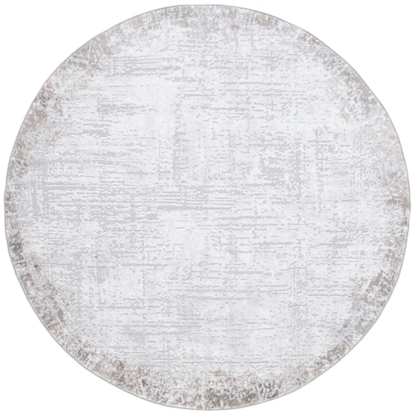 SAFAVIEH Parker 7 ft. x 7 ft. Gray/Ivory Distressed High-Low Round Area Rug