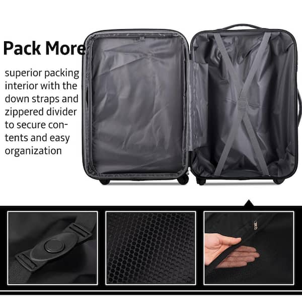 Merax Dark Blue 3-Piece Expandable ABS Hardside Spinner Luggage