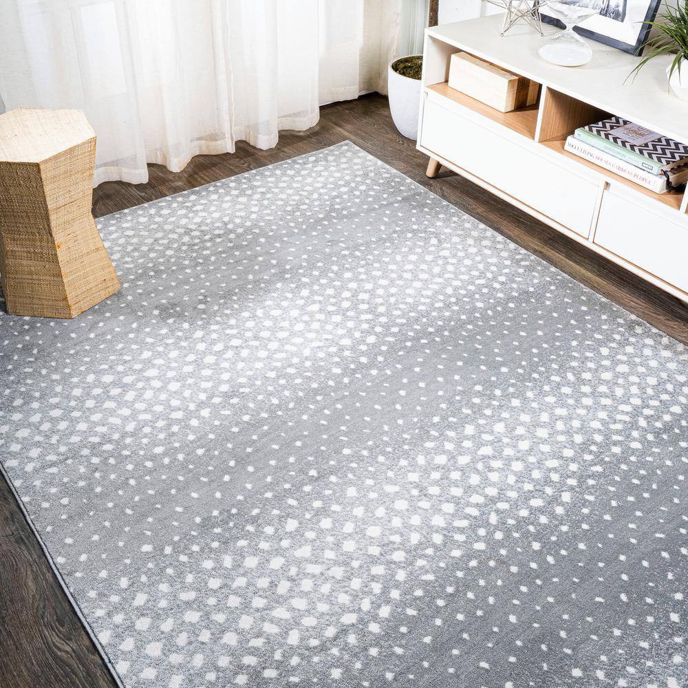 Modern Abstract Antelope 8' x 10' Gray Synthetic Area Rug