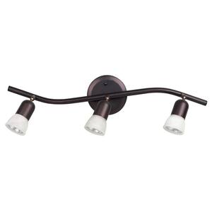 Globe Electric Jackson 3-Light Track Lighting - Dark Bronze With Antique Brass Accents, Adjustable Heads