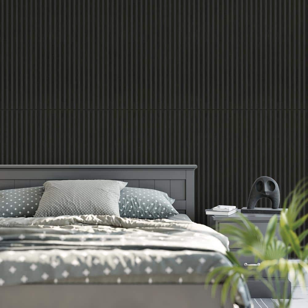 Charcoal Embossed Wood Slat Acoustic Wall Paneling 24" x 48"