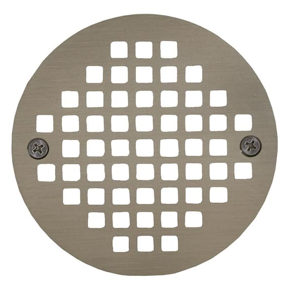 JONES STEPHENS 4.194 in. O.D. Round Cast Brass Heavy Duty Coverall Strainer in Nickel Bronze for Shower/Floor Drains