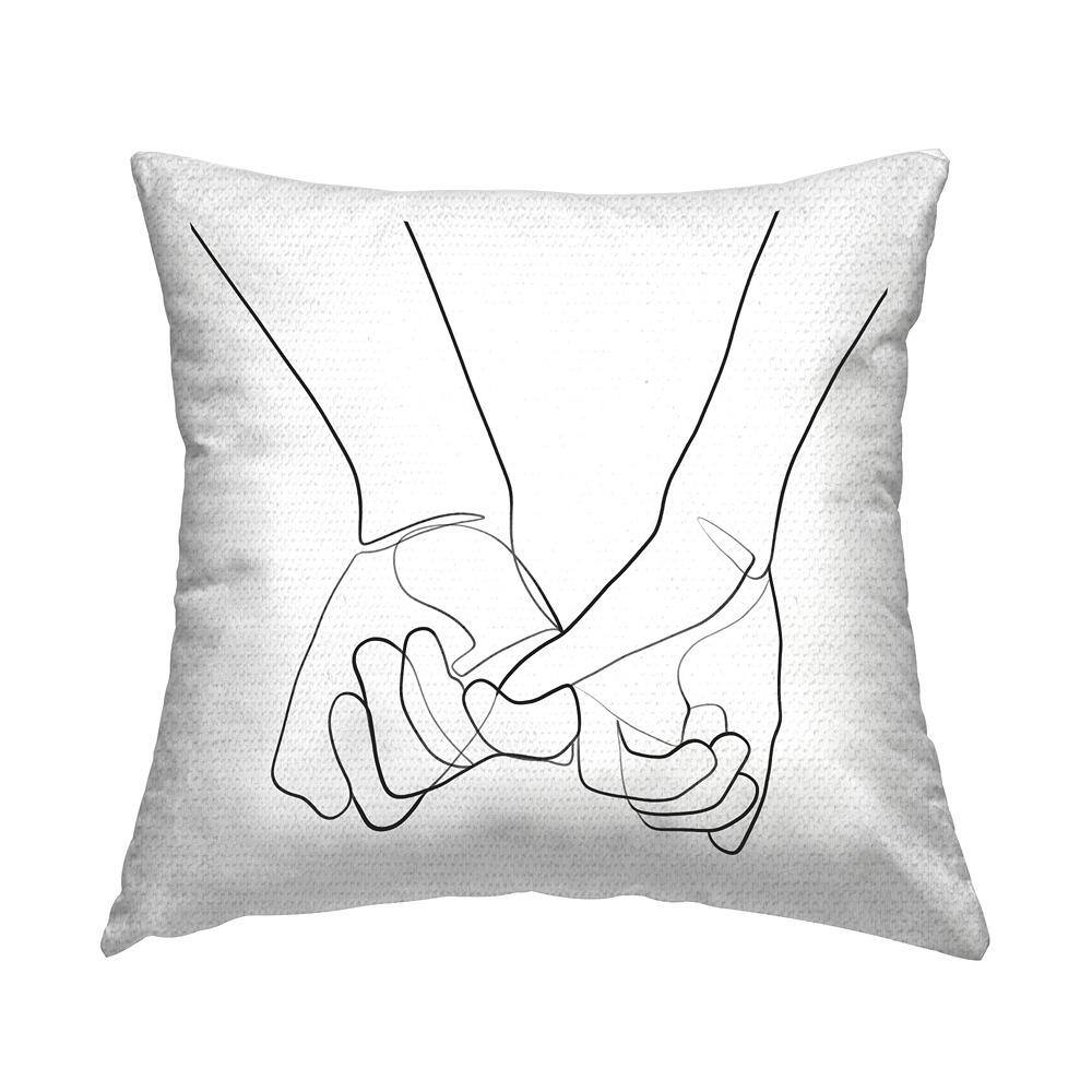 Fluid Line Abstract Couple Holding Hands Black White White Square Outdoor Throw Pillow price history on PriceWatchPro