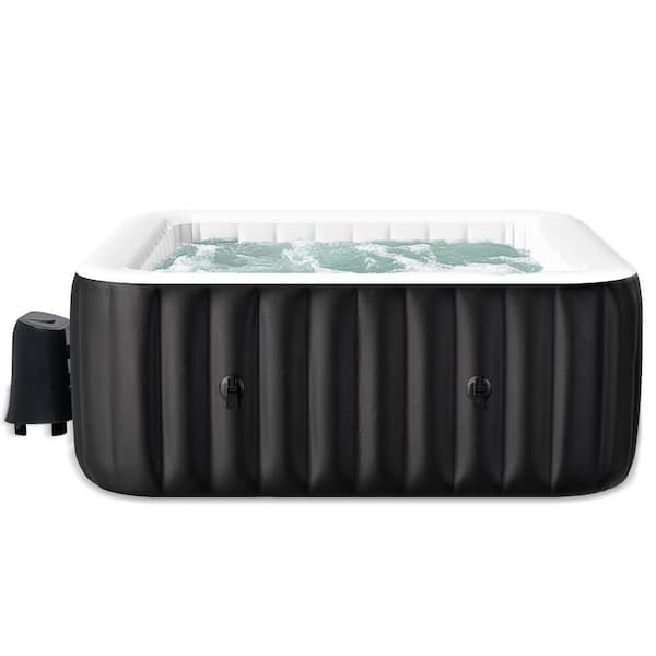 185 Gal. Inflatable Hot Tub 57 in. x 57 in. x 25 in. Portable Blow Up Hot Tub Square for 2-4 Person 110-Jet Outdoor Spa