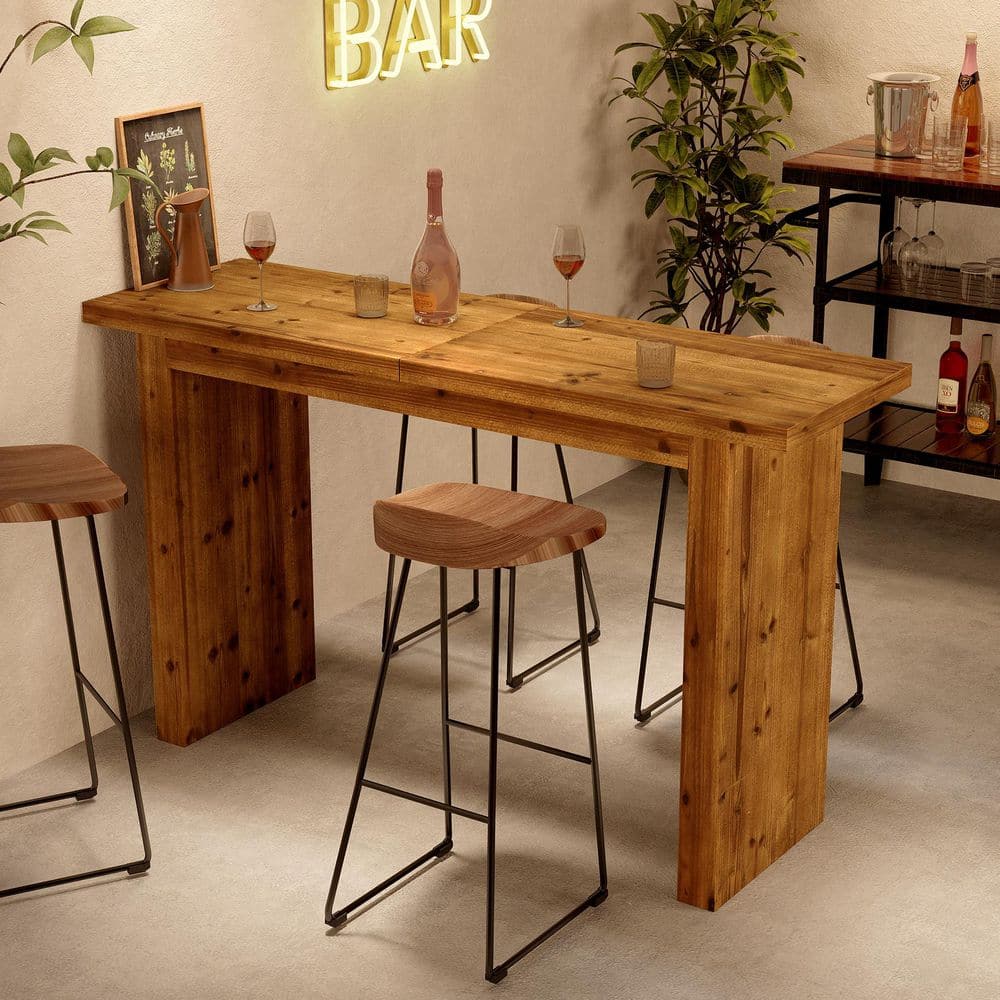 Kearsten 37 in. H Solid Wood Brown Rectangle Counter Height Bar Table Seats 4, Farmhouse Pub Table for Cocktail Coffee price history on PriceWatchPro