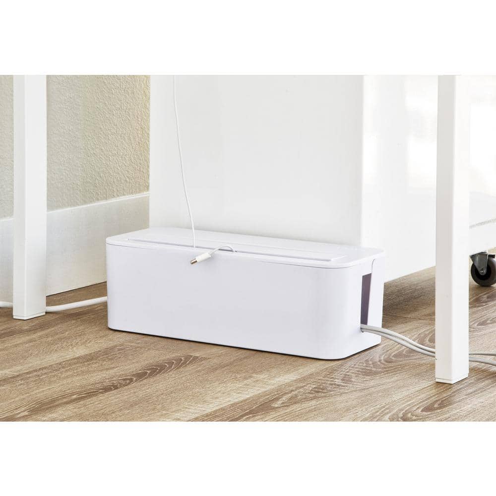White Plastic Under Desk Cable Management Box