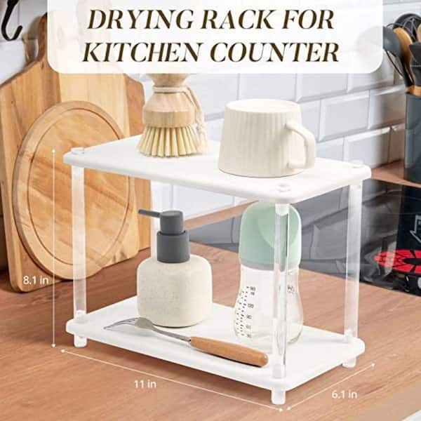 Dyiom 2-Tier Instant Dry Bathroom Organizer Countertop, Kitchen Counter  Shelf Organizer，7.8 in,Acrylic,white B0BXJDC6Y8 - The Home Depot