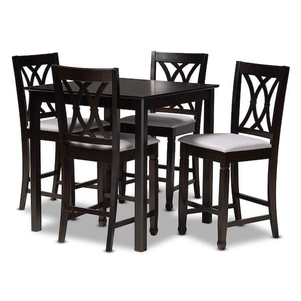 Reneau 5-Piece Gray and Espresso Pub Set