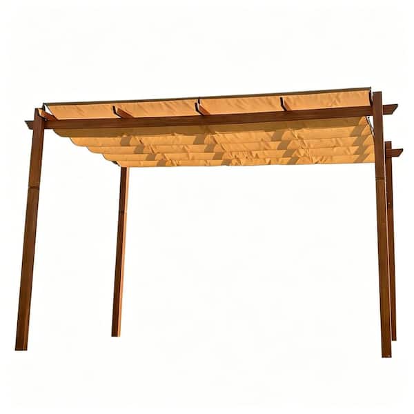Pergola Shade Cover 106" x 135", Outdoor Retractable Replacement Canopy with Sun Protection, Khaki (Cover Only)
