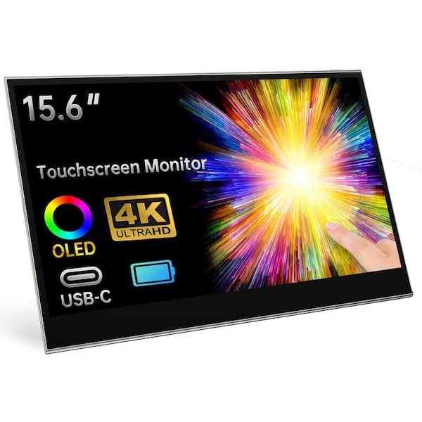 Portable Monitor w/ 4K OLED Touchscreen USB Type C HDMI Connection for Laptop PC Mac Tablet PS4 Xbox Switch - 15.6 Inch