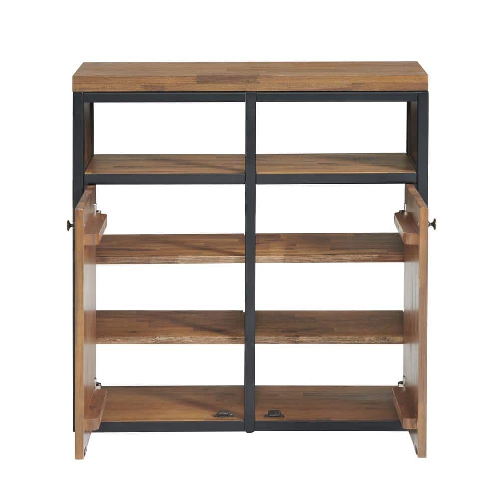 Lloyd 31" Wide Rustic Industrial Metal Frame Shoe Storage Cabinet