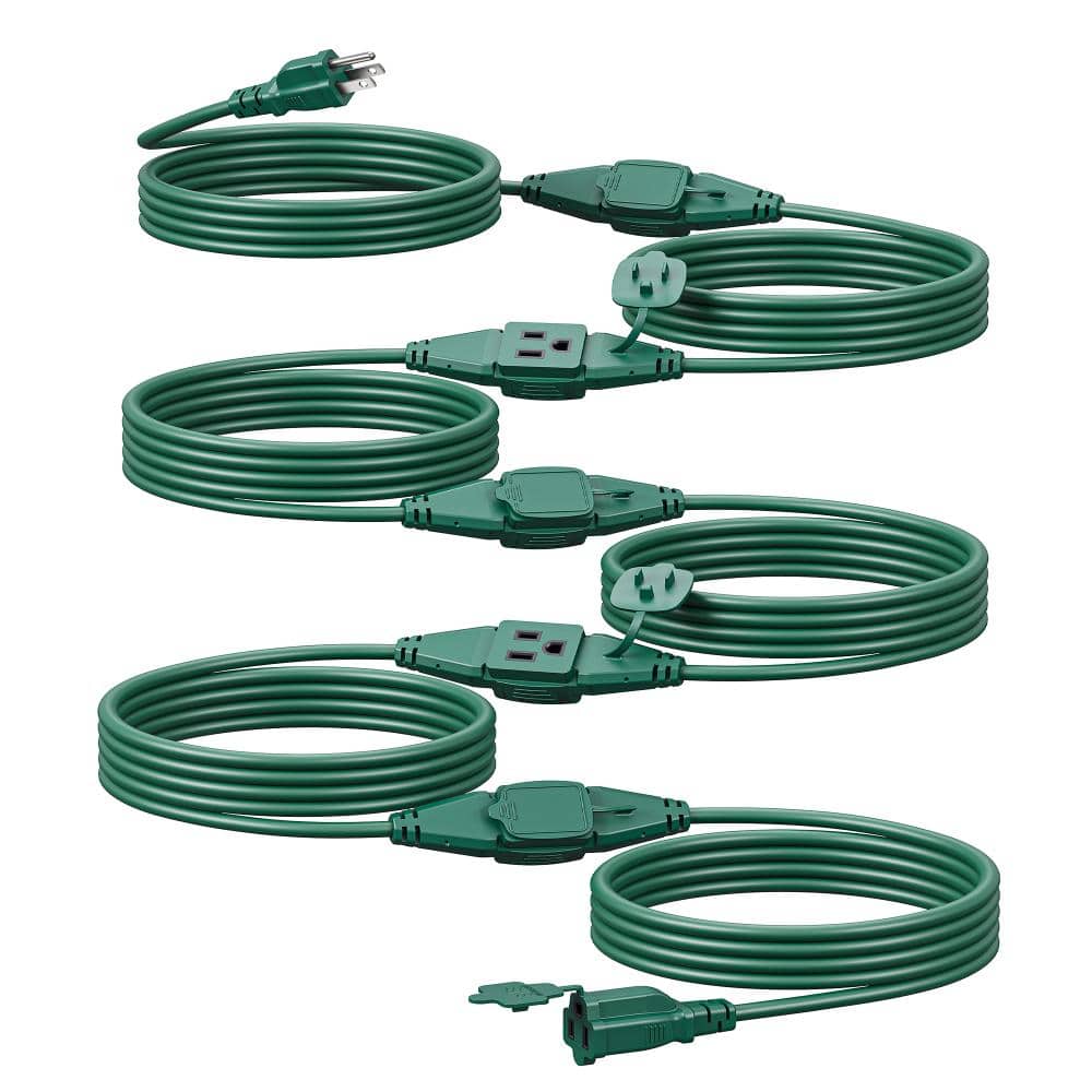 25 ft. 16/3 6-Outlet Green Outdoor SJTW Weatherproof Extension Cord, 13A Grounded Christmas String Light Split Cord price history on PriceWatchPro