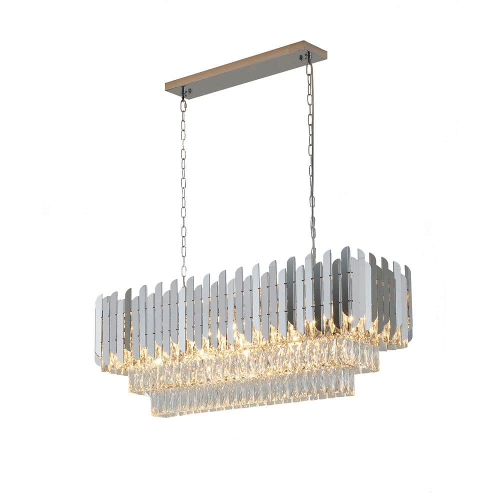 Liam 12-Light Chrome Stainless Steel Chandelier with Clear Crystal