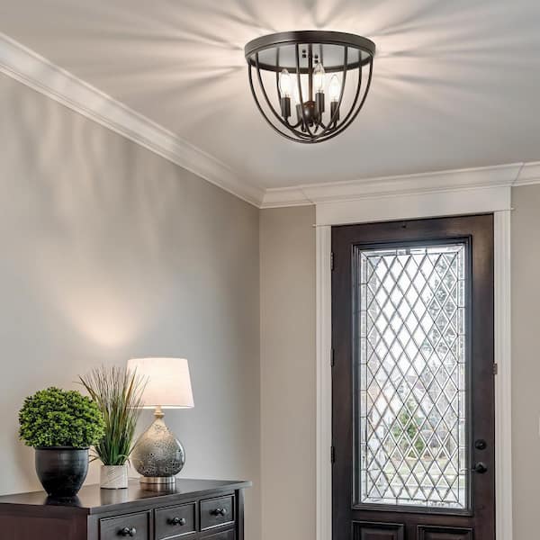 Peter Oil Rubbed Bronze 13.75 in. Metal LED Flushmount