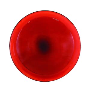 12.5 in. Dia Red Reflective Crackle Glass Birdbath Bowl