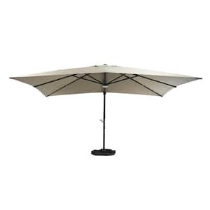 10 ft. x 13 ft. Aluminum Cantilever Outdoor Patio Umbrella Bluetooth Atmosphere Light 360° Rotationin in Taupe with Base