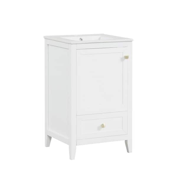 Nestfair 20 in. W x 18.3 in. D x 34 in. H Single Sink Freestanding Bath Vanity in White with White Ceramic Top