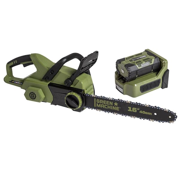 Green Machine 62V Brushless 16 in. Cordless Battery Chainsaw Auto-tensioning System