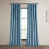 Exclusive Fabrics & Furnishings Light Blue Taupe Heritage Plush Velvet Rod Pocket Room Darkening Curtain - 50 in. W x 108 in. L (1 Panel) VPYC-225376-108