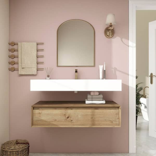 Alysa 42 in. W. x 20 in. D x 23 in. H Single Sink Floating Bath Vanity in White Oak with White Acrylic Top