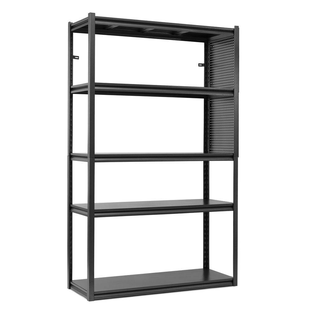5 Tiers Metal Adjustable Garage Household Shelving Unit with Pegboard in Black (47.2 in. W x 78 in. H x 18 in. D) price history on PriceWatchPro