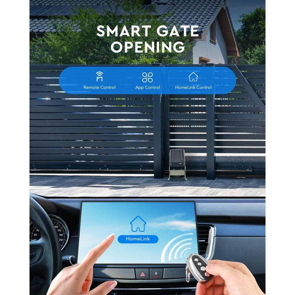 Gray 170W Sliding Gate Opener Kit with Remote Control