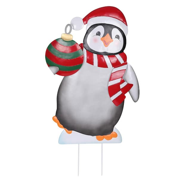 Have A Question About Haute Decor 24 In Metal Christmas Penguin Yard Art Pg 1 The Home Depot - Christmas Yard Decorations Home Depot