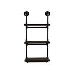 Juneau Farmhouse Industrial, Black 3-Tiered Etagere Wall Pipe Shelf Rack Multipurpose-Metal-Reclaimed Wood