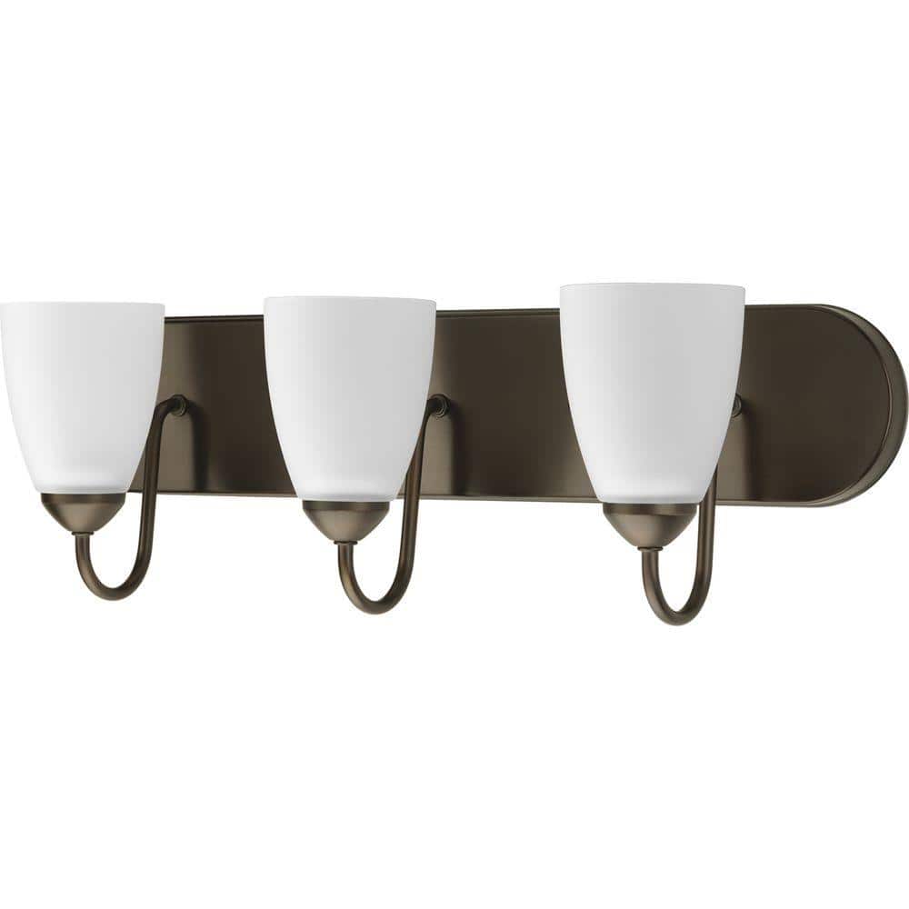 Bronze Elegance 3-Light Dimmable Vanity Sconce with Etched Glass Shades