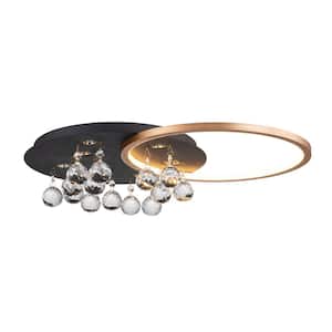 Kai 21.7 in. 8-Light Modern Black and Gold Integrated LED Flush Mount with Crystal