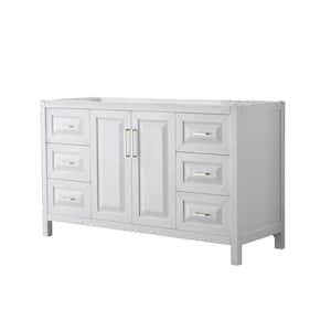 Daria 59 in. W x 21.5 in. D x 35 in. H Bath Vanity Cabinet without Top in White