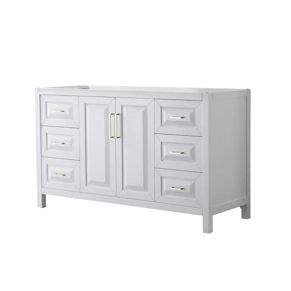 Wyndham Collection Daria 59 in. W x 21.5 in. D x 35 in. H Bath Vanity Cabinet without Top in White