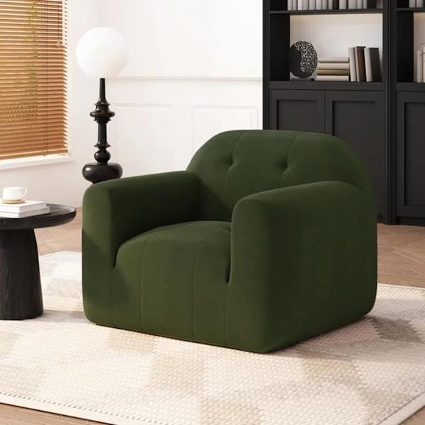 CHRISTOPHER KNIGHT HOME Sage Green Velvet Tufted Arm Chair, No Assembly Required