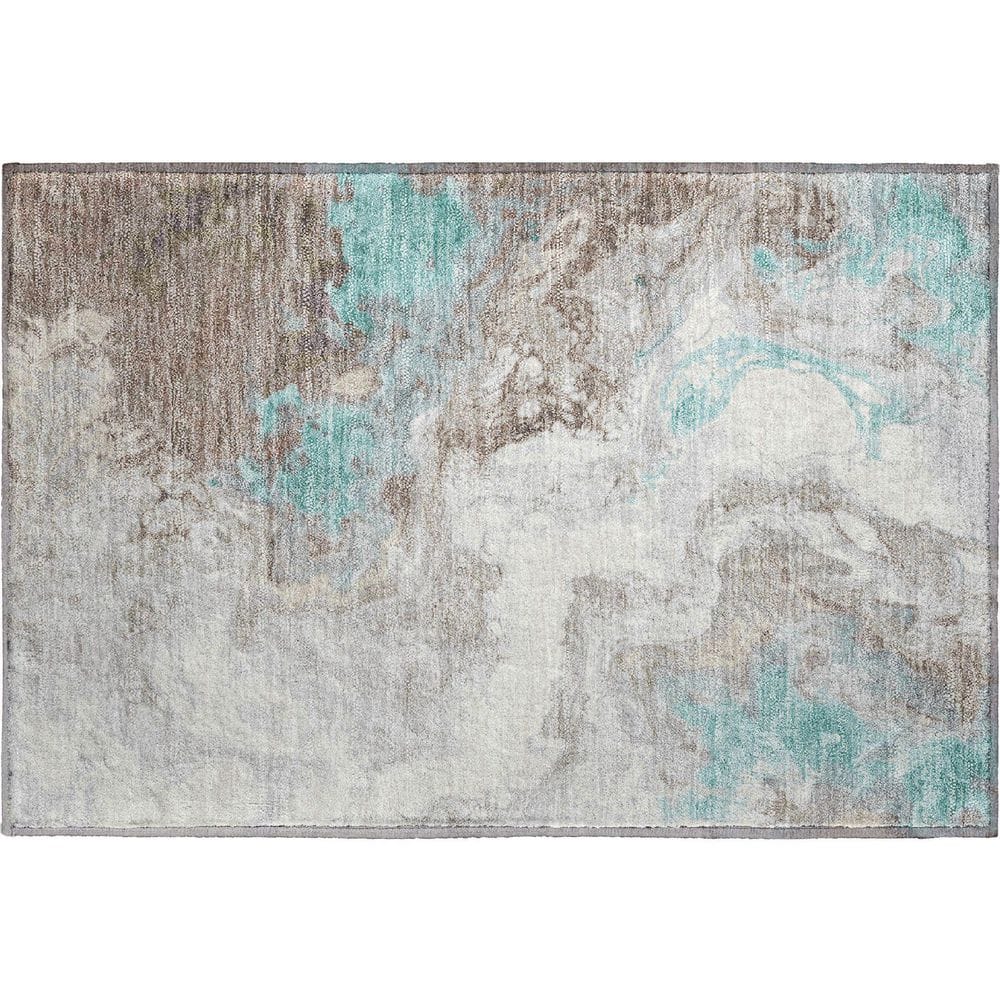 Mayfield Premium Machine Washable Abstract AMF1841 Teal 2 ft. x 3 ft. Area Rug price history on PriceWatchPro