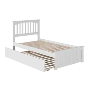 Mission White Twin Platform Bed with Matching Foot Board with Twin Size Urban Trundle Bed
